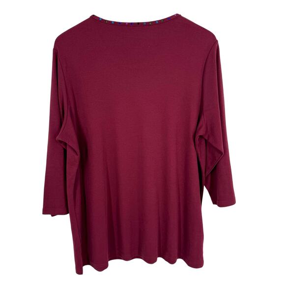 Quacker Factory Sz XL Maroon Halloween Witch Owl Wearable Art Blouse Shirt Top - Picture 8 of 8